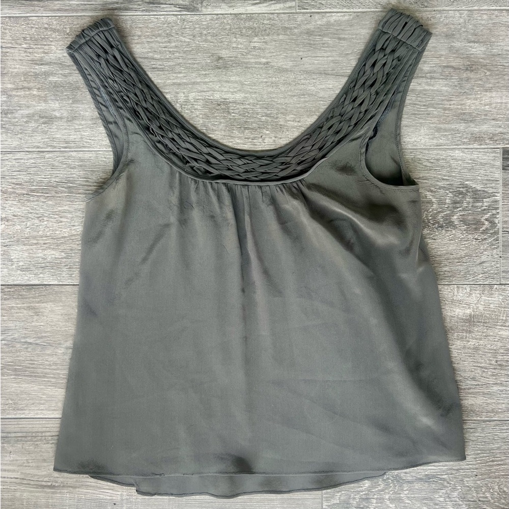 Charcoal Braided  Silk Tank Top